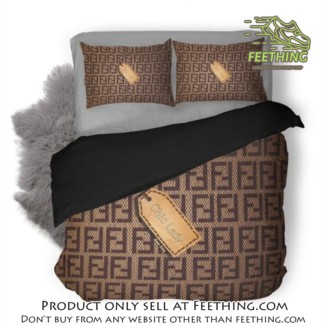 Fendi chic lady luxury logo fashion brand premium bedding set home decor ft3420521